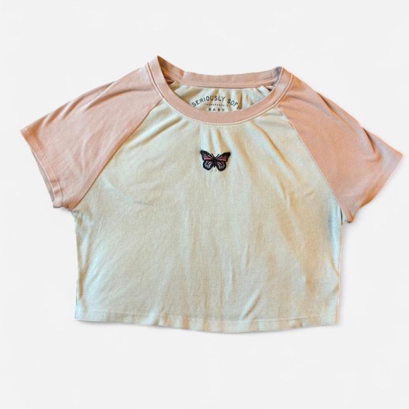 Aeropostale Tops - Aeropostale Seriously Soft Baby Tee - Pink and White